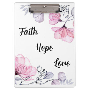 Pretty Pink Purple Floral Christian Women Clipboard