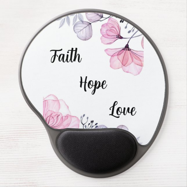 Pretty Pink Purple Floral  Christian Women Gel Mouse Pad (Front)