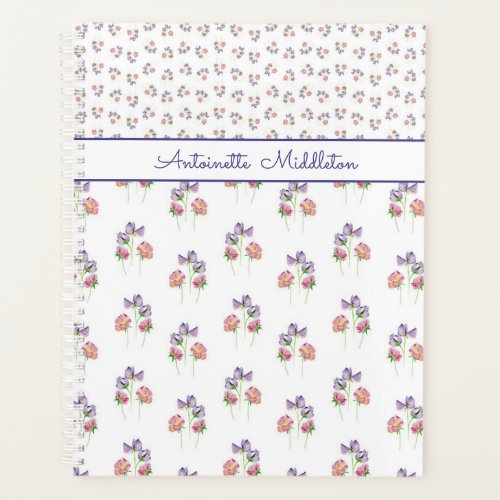 Pretty Pink Purple Floral Personalized Planner