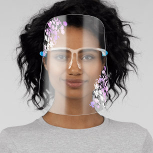 Pretty Pink Purple Flowers Trendy Floral Design Face Shield