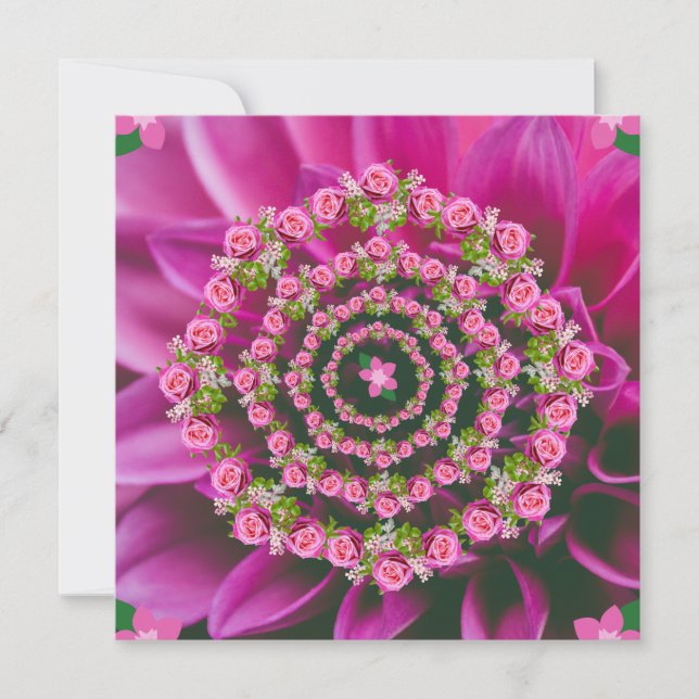 Pretty Pink Purple Green Garden Flowers Christmas Invitation (Front)