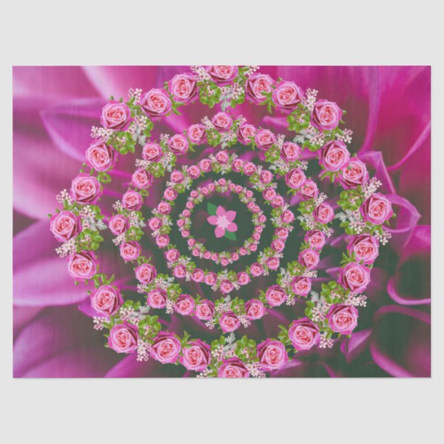 Pretty Pink Purple Green Garden Flowers Christmas Tissue Paper (Front)