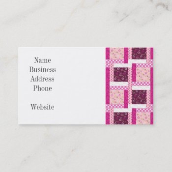 Pretty Pink Purple Patchwork Quilt Design Gifts Business Card by PrettyPatternsGifts at Zazzle