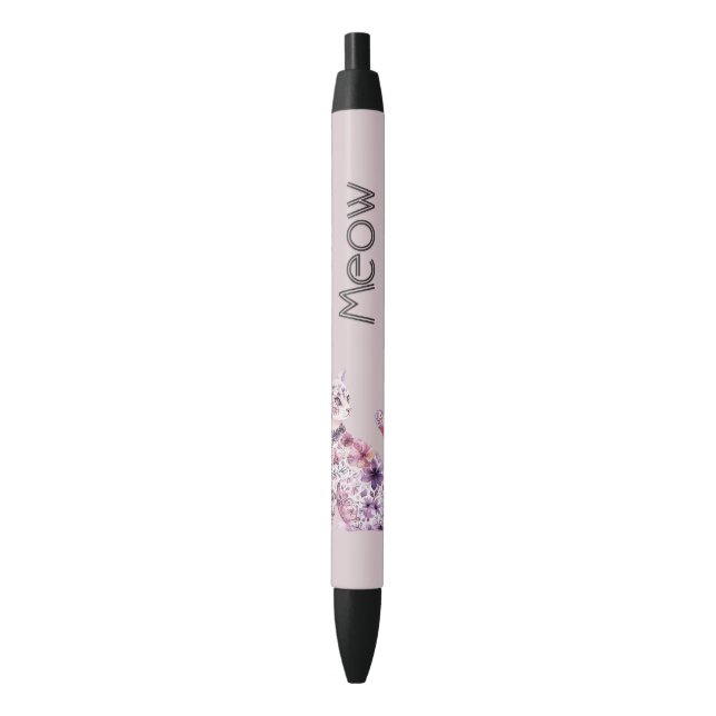 Pretty Pink Purple Roses Floral Cat Pen (Front Vertical)