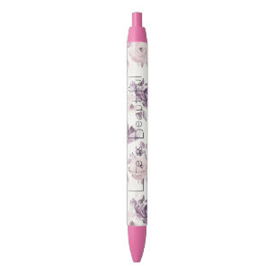 Pretty Pink Purple Roses Floral Pen