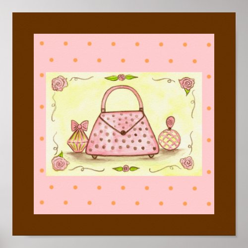 Pretty Pink Purse Perfume Bottle Rose Poster