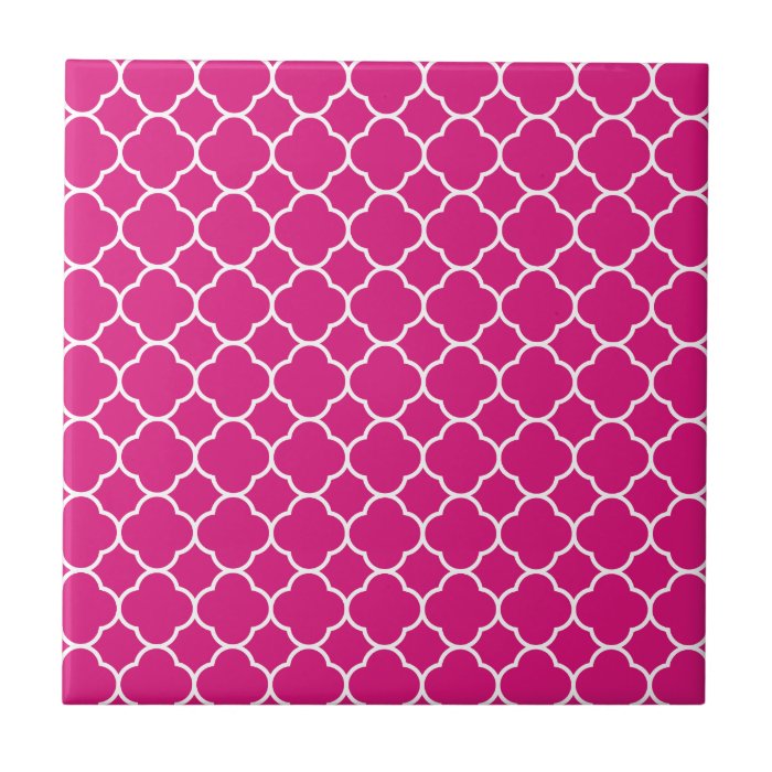 Pretty Pink Quatrefoil Pattern Tiles