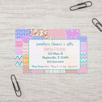 Pretty Pink Quilt & Bow Business Card by Everything_Grandma at Zazzle