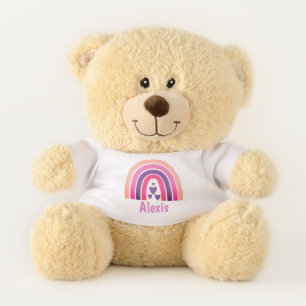 Pretty Pink Rainbow Personalized Teddy Bear
