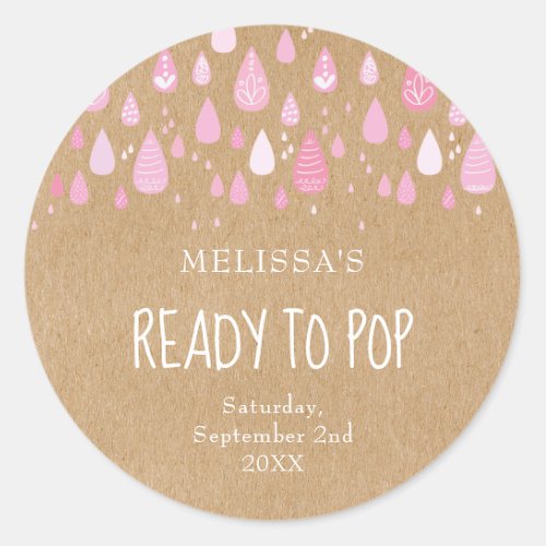Pretty Pink Raindrops Ready To Pop Baby Shower Classic Round Sticker