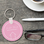 Pretty Pink Real Estate Agent Personalized Realtor Keychain<br><div class="desc">This cute realtor keychain is custom made with your realty company name under the the agent name in chic typography. This pretty pink key chain features a simple line drawing of a house. A beautiful gift for a real estate agent working to help you buy a home.</div>