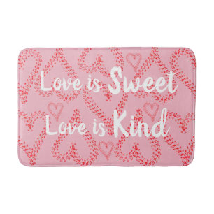 Pretty Pink Red Hearts Bath Mat