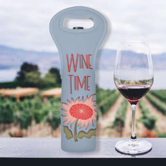 Pretty Pink Retro 3D Sunflower Wine Time Bag