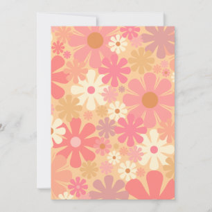 Pretty Pink Retro 60s 70s Flowers Invitation
