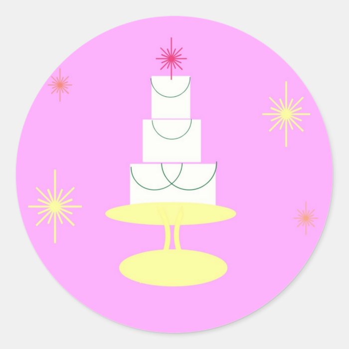 Pretty Pink Retro Cake Round Sticker