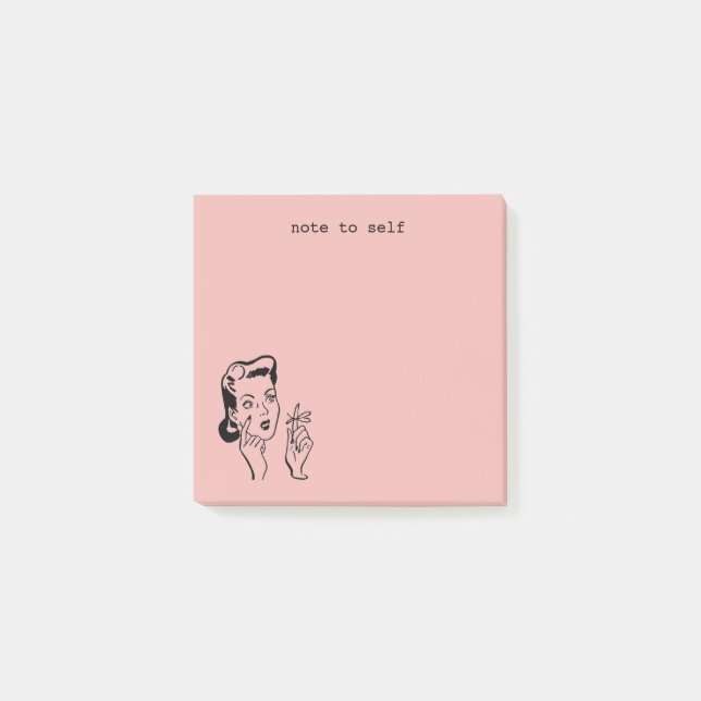 Pretty Pink Retro Housewife Funny Note to Self (Front)