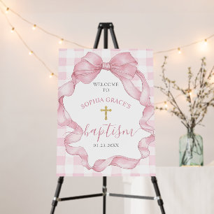 Pretty Pink Ribbon Bows Baptism Christening Foam Board