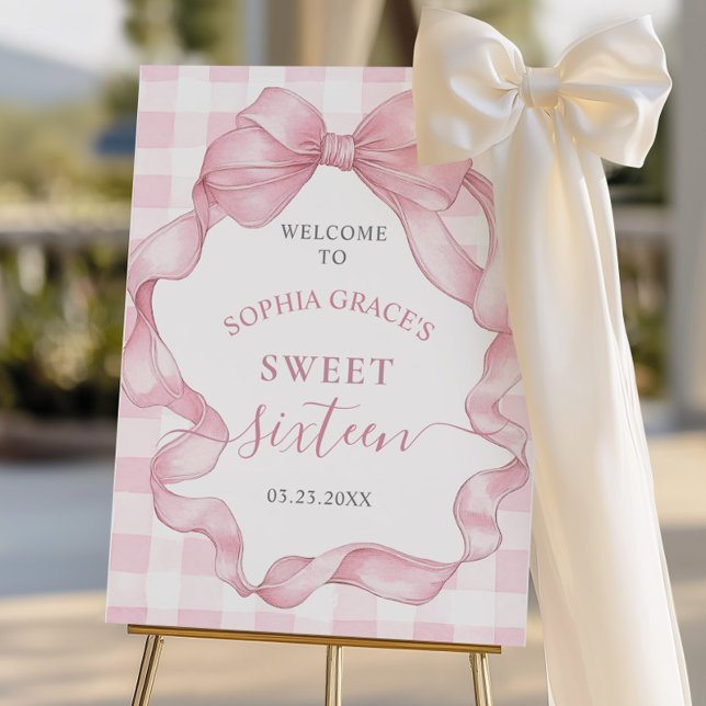 Pretty Pink Ribbon Bows Sweet Sixteen 16 Birthday Foam Board (Creator Uploaded)