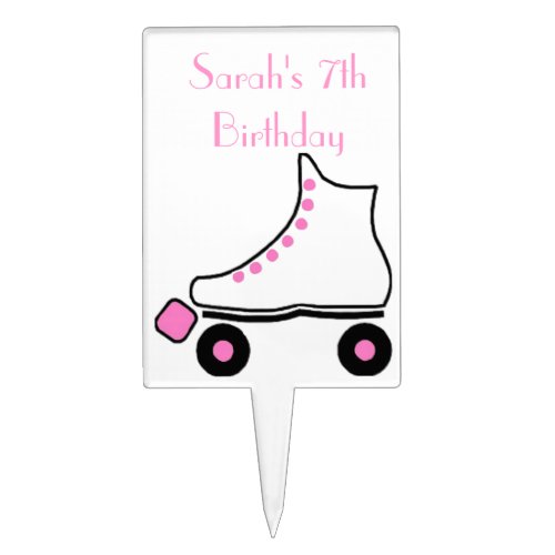 Pretty Pink Roller Skate Birthday Cake Topper