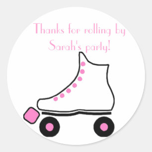 Pretty Pink Roller Skate Birthday Sticker