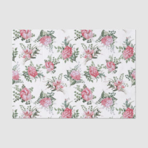 Pretty Pink Romantic Flowers and Ferns Tissue Paper