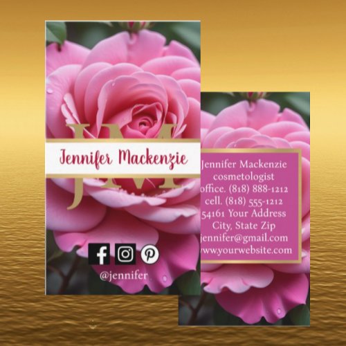 Pretty Pink Rose AI Generated  Business Card