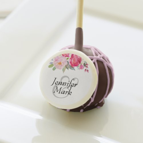 Pretty Pink Rose and Peony Border Wedding Cake Pops