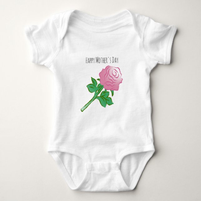 Pretty pink rose baby bodysuit (Front)