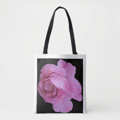 Pretty pink rose black trendy floral cute fashion  tote bag