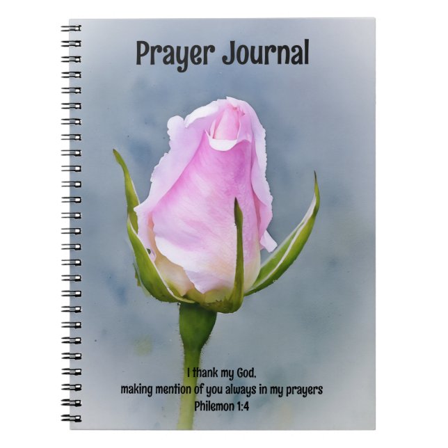 Pretty Pink Rose Bud Art Prayer Journal (Front)