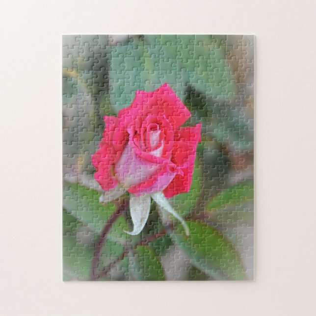 Pretty Pink Rose Bud Garden Art Puzzle (Vertical)