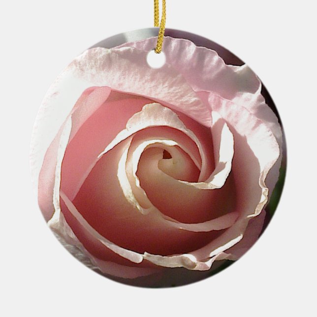 Pretty pink rose ceramic ornament (Front)