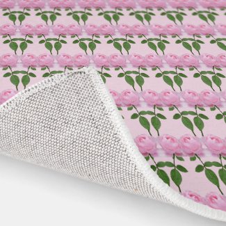 Pretty Pink Rose Floral Girls Room Rug