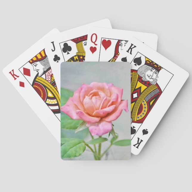 Pretty Pink Rose Flower Art Playing Cards (Back)