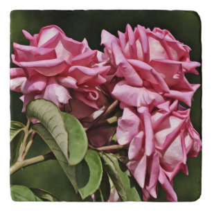 Pretty Pink Rose Flower Art Trivet