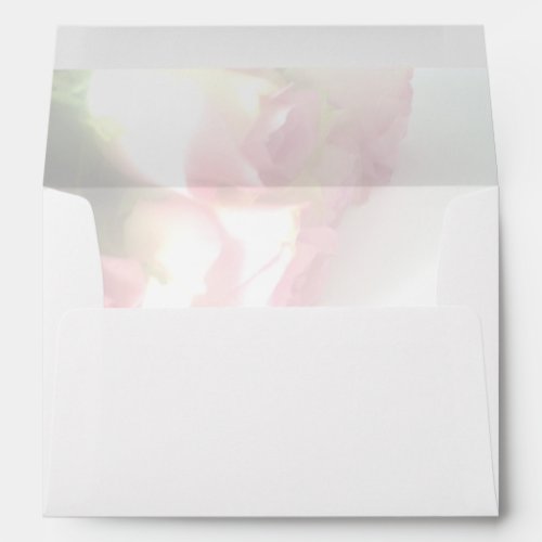Pretty pink rose flower liner wedding envelopes