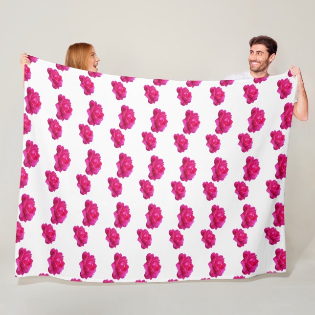 pretty pink rose flowers photo art fleece blanket (In Situ)