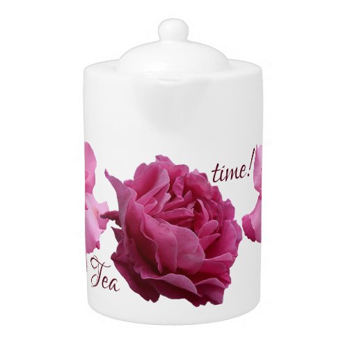 Pretty pink rose flowers trendy boho floral teapot