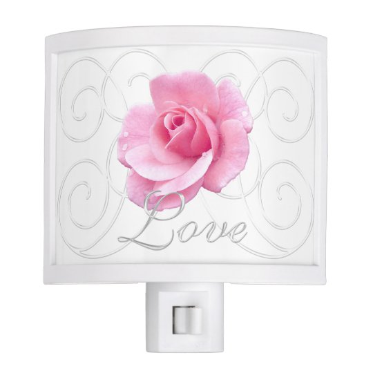 Pretty Pink Rose Night Light, Plug In Night Light