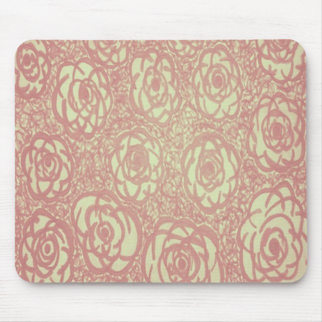 Pretty Pink Rose Pattern Mouse Pad (Front)