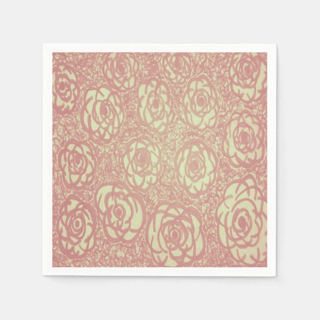 Pretty Pink Rose Pattern Napkins (Front)
