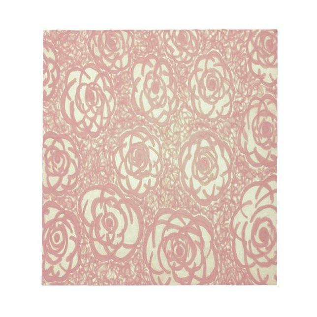 Pretty Pink Rose Pattern Notepad (Front)