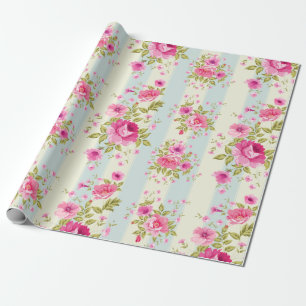 Pretty Pink Rose Pattern Wrapping Paper