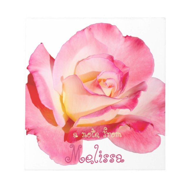 Pretty Pink Rose Personalized Notepad (Front)
