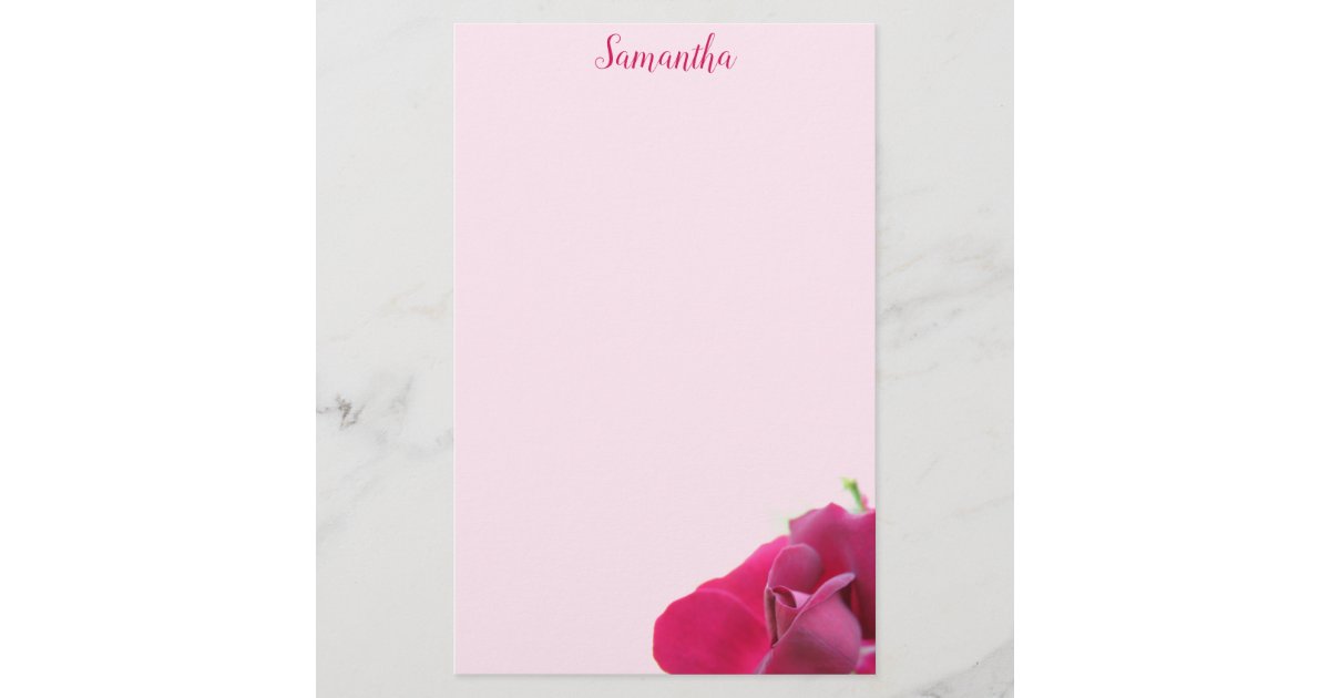 Pretty Pink Rose Personalized Stationery | Zazzle