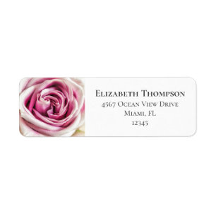 Pretty Pink Rose Photo Return Address Label