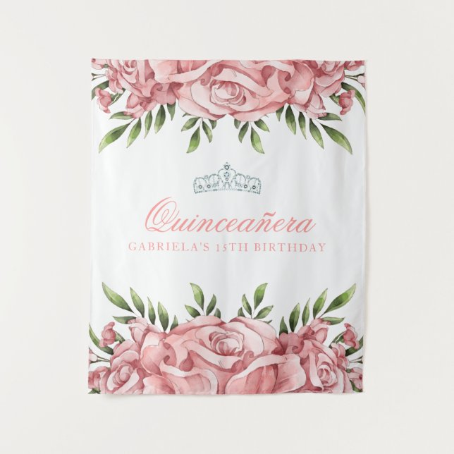 Pretty Pink Rose | Quinceanera backdrop (Front)