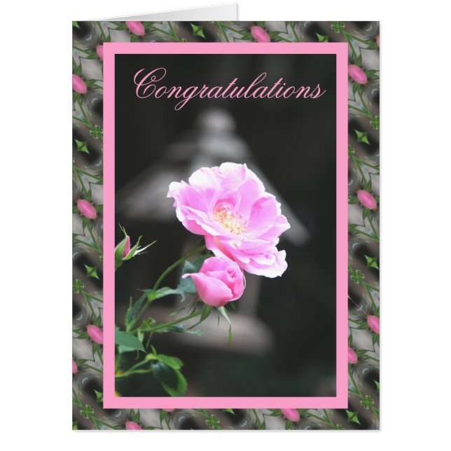 Pretty Pink Rose Retirement Congratulations Card (Front)