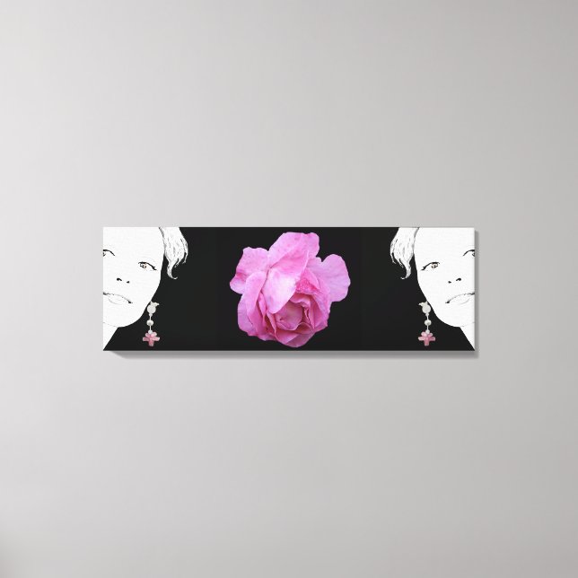 Pretty pink rose twin girls fashion illustration  canvas print (Front)