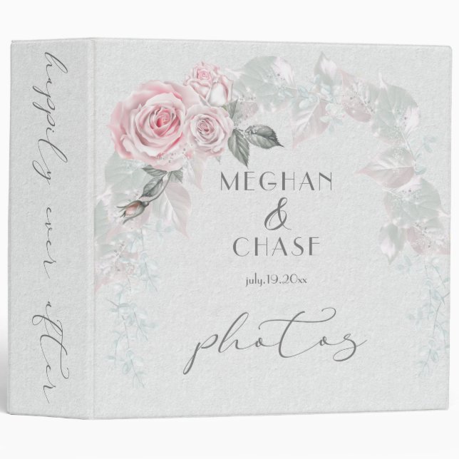 Pretty Pink Rose Wedding Arch 3 Ring Binder (Front/Spine)